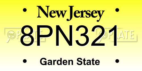 8PN321 New Jersey License Plate