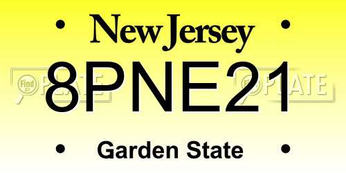 8PNE21 New Jersey License Plate