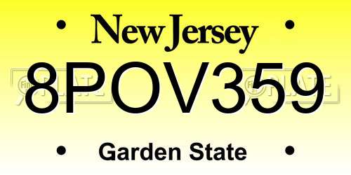 8POV359 New Jersey License Plate