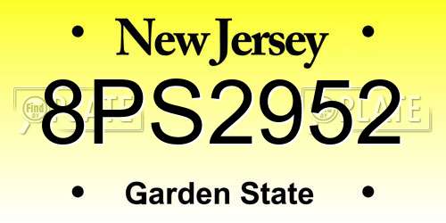 8PS2952 New Jersey License Plate