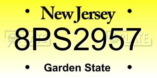 8PS2957 New Jersey License Plate