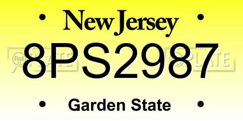 8PS2987 New Jersey License Plate