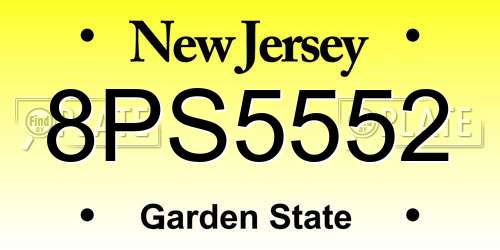 8PS5552 New Jersey License Plate