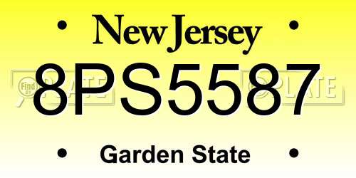 8PS5587 New Jersey License Plate