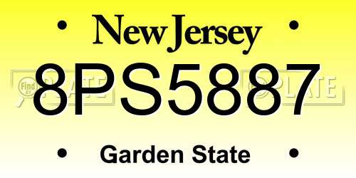 8PS5887 New Jersey License Plate