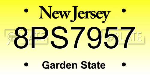 8PS7957 New Jersey License Plate