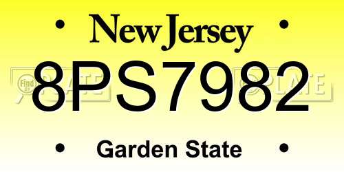 8PS7982 New Jersey License Plate