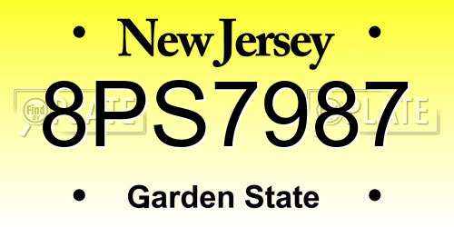 8PS7987 New Jersey License Plate