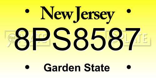 8PS8587 New Jersey License Plate