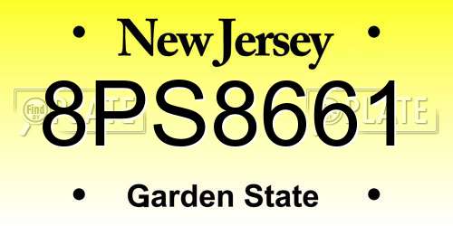 8PS8661 New Jersey License Plate