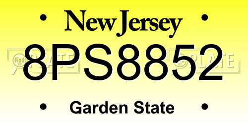 8PS8852 New Jersey License Plate