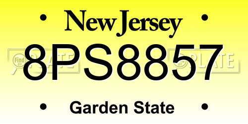 8PS8857 New Jersey License Plate