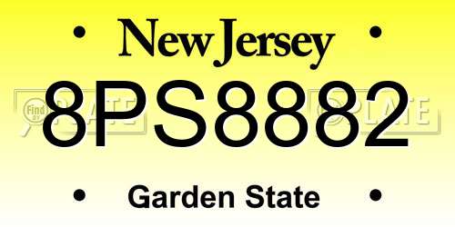 8PS8882 New Jersey License Plate