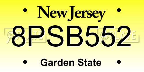 8PSB552 New Jersey License Plate