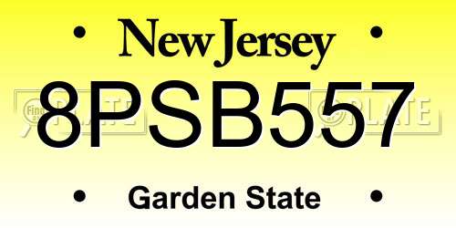 8PSB557 New Jersey License Plate