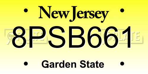 8PSB661 New Jersey License Plate