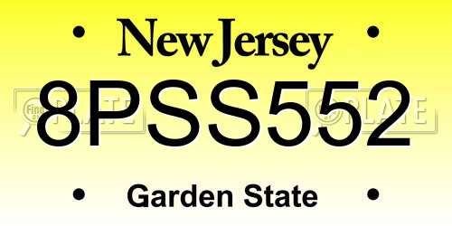 8PSS552 New Jersey License Plate