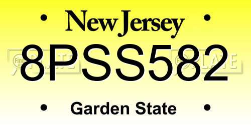 8PSS582 New Jersey License Plate