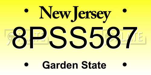8PSS587 New Jersey License Plate