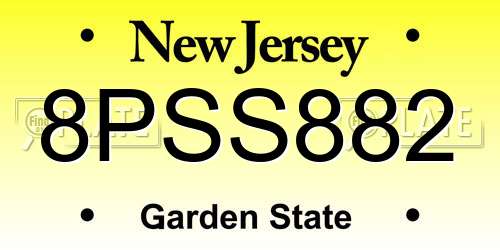 8PSS882 New Jersey License Plate