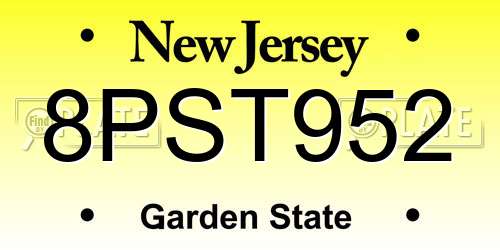 8PST952 New Jersey License Plate