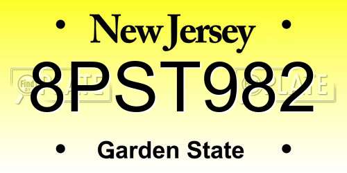 8PST982 New Jersey License Plate