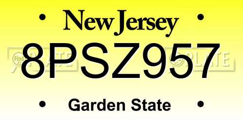 8PSZ957 New Jersey License Plate