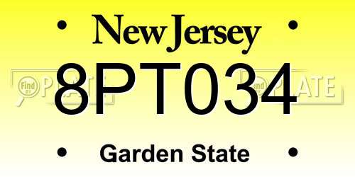 8PT034 New Jersey License Plate
