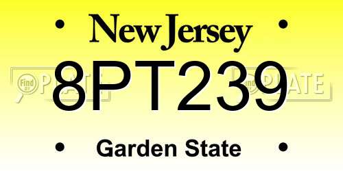 8PT239 New Jersey License Plate