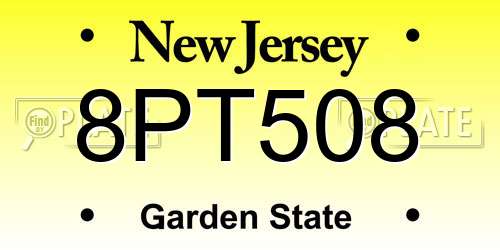 8PT508 New Jersey License Plate