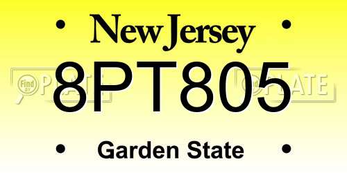 8PT805 New Jersey License Plate