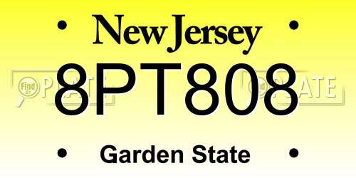 8PT808 New Jersey License Plate
