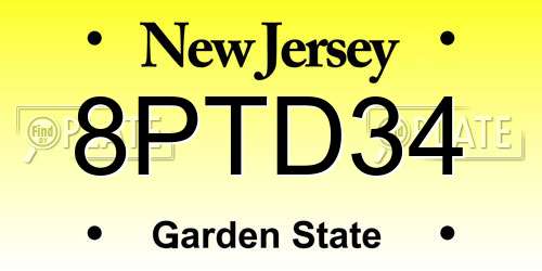 8PTD34 New Jersey License Plate