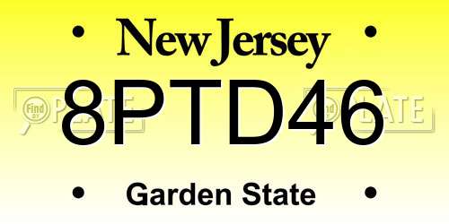 8PTD46 New Jersey License Plate