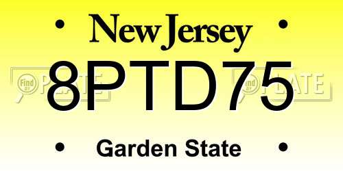 8PTD75 New Jersey License Plate