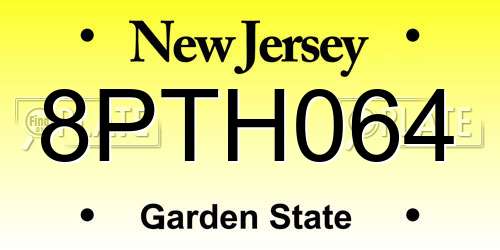 8PTH064 New Jersey License Plate