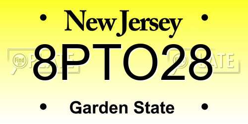 8PTO28 New Jersey License Plate