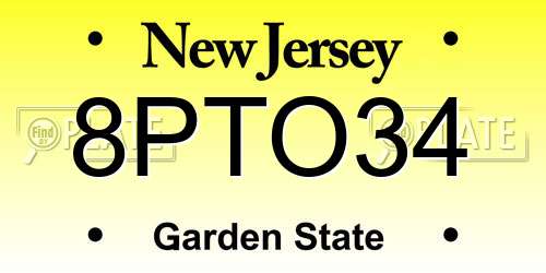 8PTO34 New Jersey License Plate