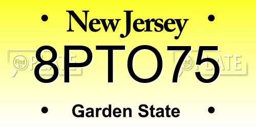 8PTO75 New Jersey License Plate