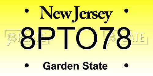 8PTO78 New Jersey License Plate