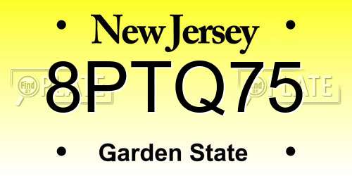 8PTQ75 New Jersey License Plate