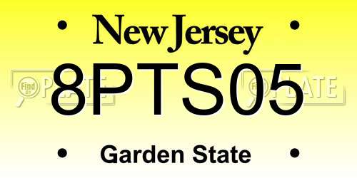 8PTS05 New Jersey License Plate