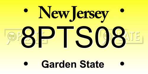 8PTS08 New Jersey License Plate