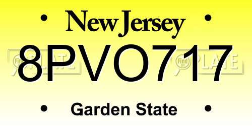 8PVO717 New Jersey License Plate