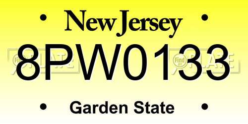 8PW0133 New Jersey License Plate