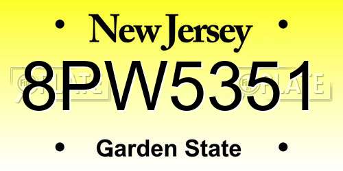 8PW5351 New Jersey License Plate