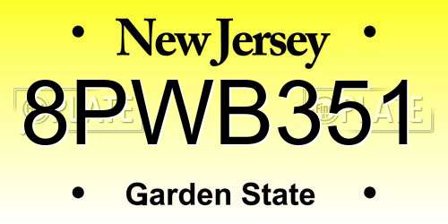 8PWB351 New Jersey License Plate
