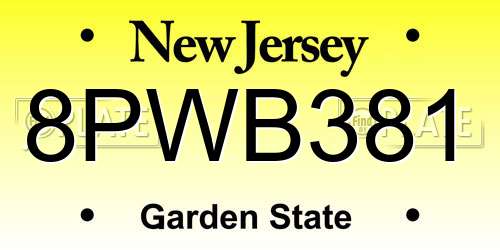 8PWB381 New Jersey License Plate