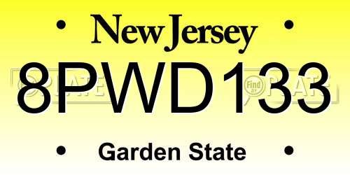 8PWD133 New Jersey License Plate