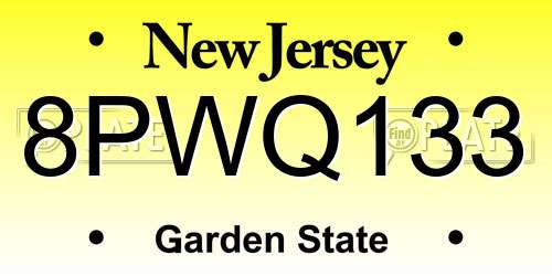 8PWQ133 New Jersey License Plate